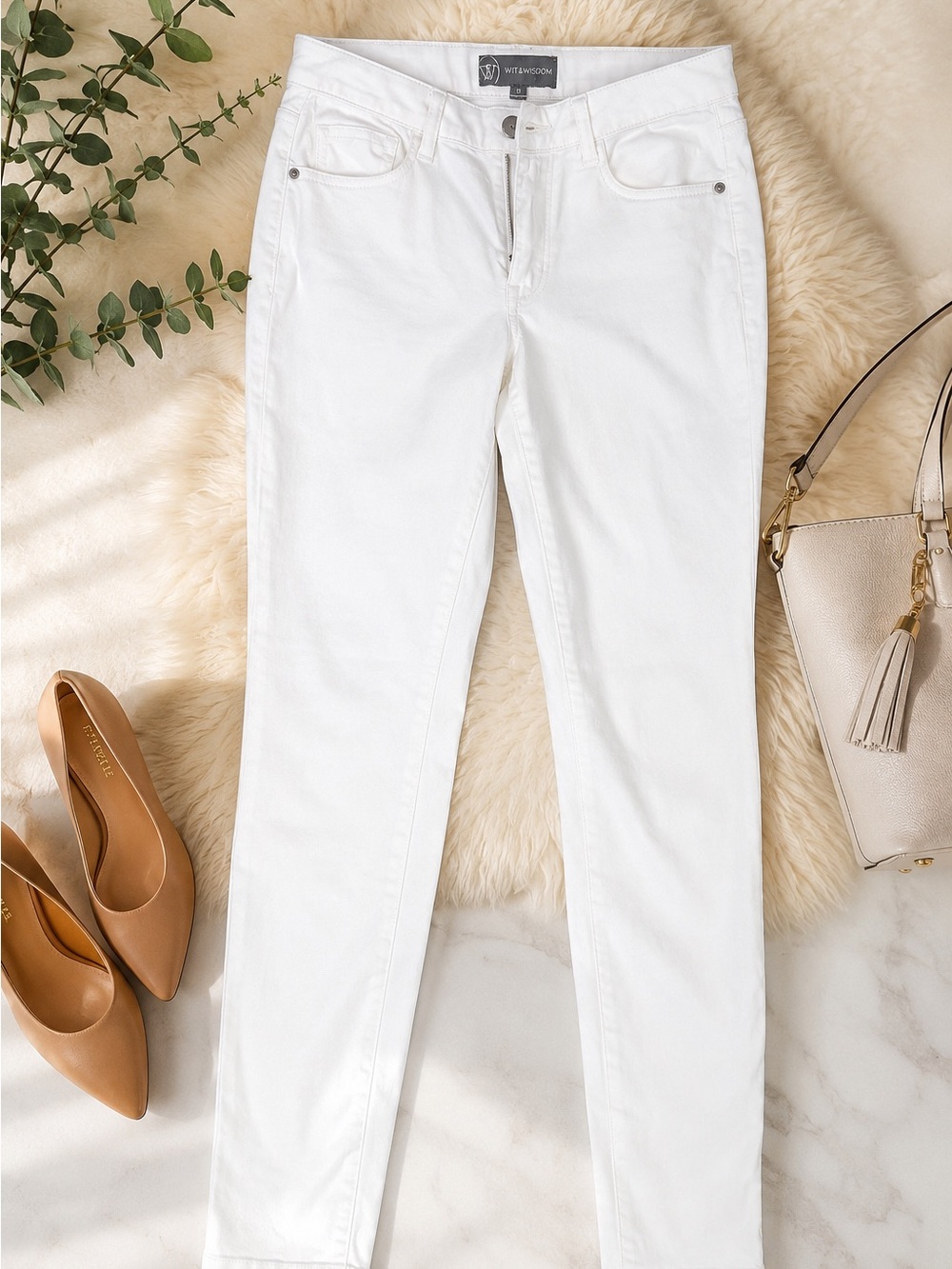 WTT & Wisdom White High Rise Ankle Jeans Size 8 Stretch Denim